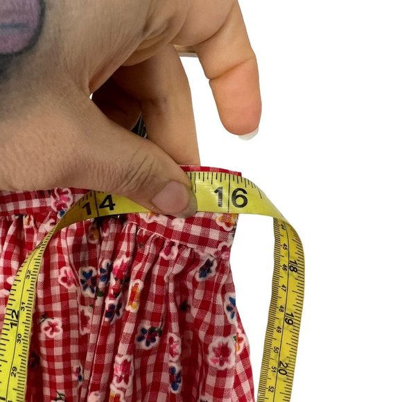 Handmade Gingham Country Top Full Length Skirt Bonnet Set Large - Picture 9 of 9